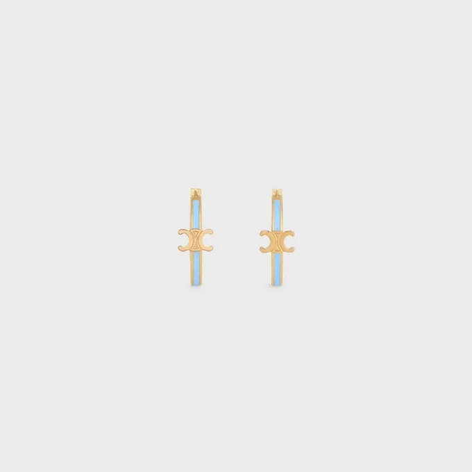 Triomphe-Creolen aus Emaille und Messing mit Goldfinish