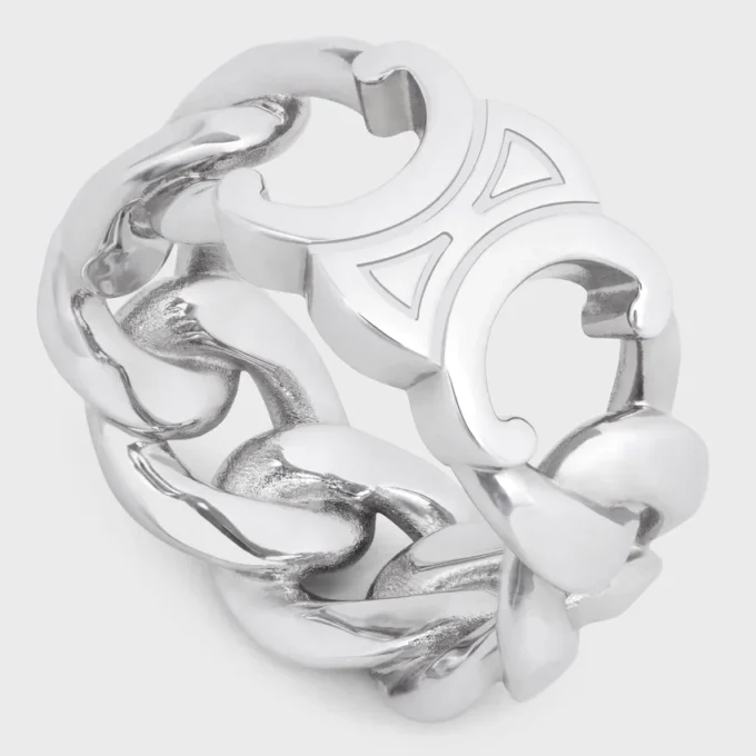 Triomphe Gourmette-Ring aus Messing mit Rhodium-Finish Triomphe Gourmette-Ring aus Messing mit Rhodium-Finish