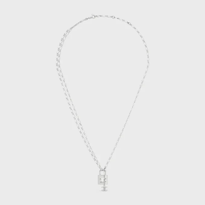 Triomphe Lock Halskette aus Messing mit Rhodium-Finish