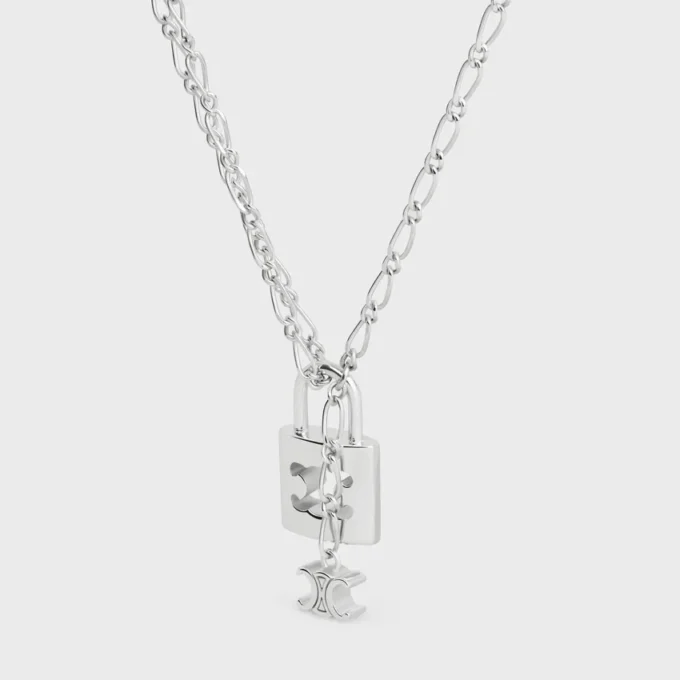 Triomphe Lock Halskette aus Messing mit Rhodium-Finish