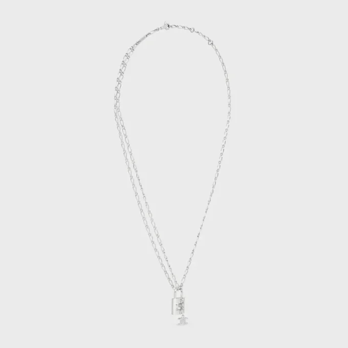 Triomphe Lock Halskette aus Messing mit Rhodium-Finish