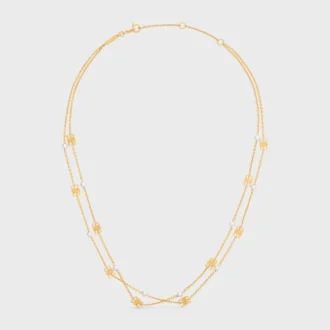 Triomphe Pearl Doppelkette aus Messing mit Goldfinish und Kunstharzperlen