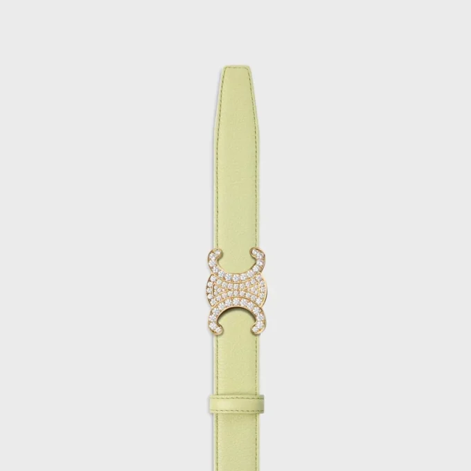 Triomphe-Schnalle aus Messing mit Strass und wendbarem Riemen (25 mm) aus glattem und genarbtem Kalbsleder
