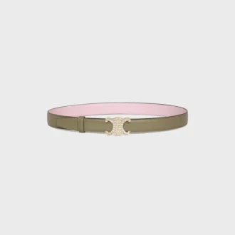 Triomphe-Schnalle aus Messing mit Strass & wendbarem 25-mm-Riemen aus Taurillon