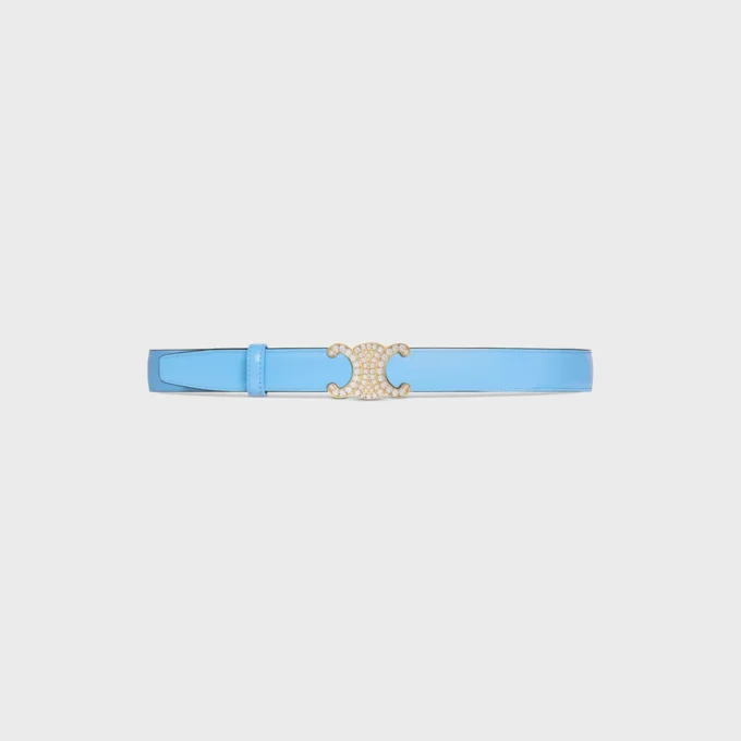 Triomphe-Schnalle aus Messing mit Strass & wendbarem 25-mm-Riemen aus Taurillon Triomphe-Schnalle aus Messing mit Strass & wendbarem 25-mm-Riemen aus Taurillon
