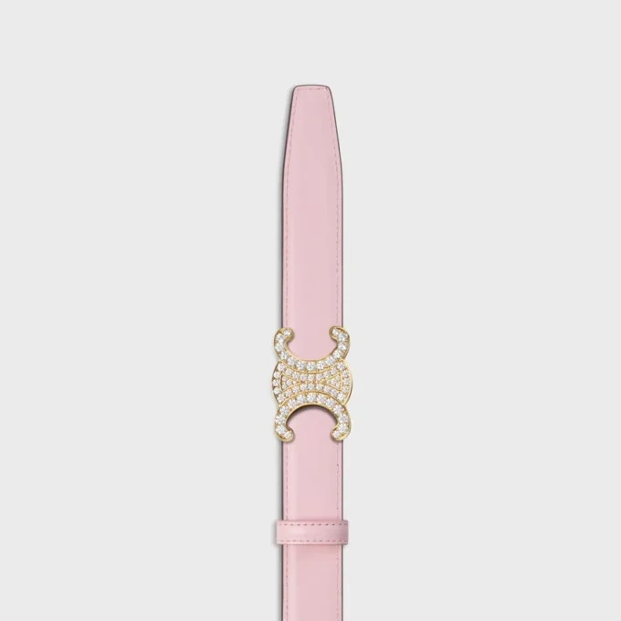 Triomphe-Schnalle aus Messing mit Strass & wendbarem 25-mm-Riemen aus Taurillon Triomphe-Schnalle aus Messing mit Strass & wendbarem 25-mm-Riemen aus Taurillon