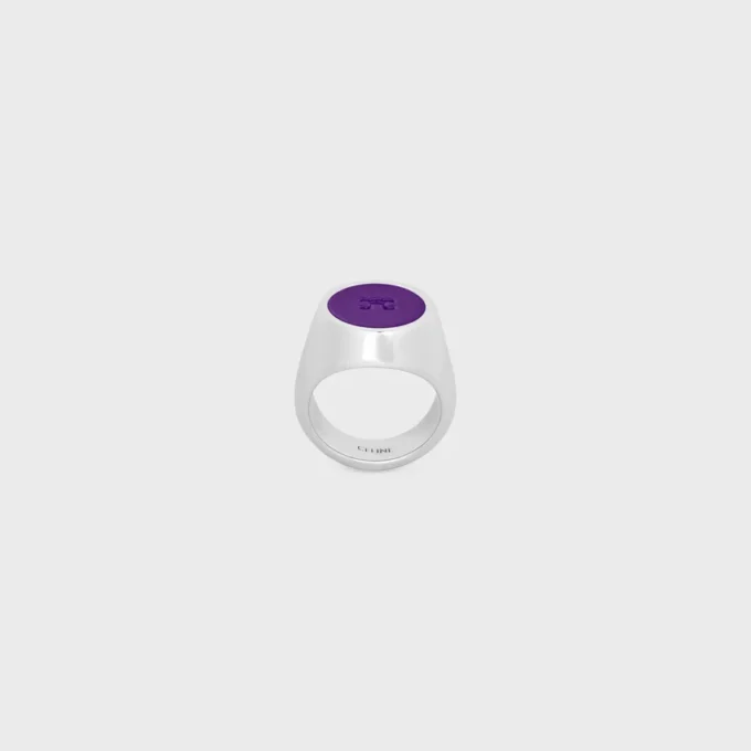 Triomphe-Siegelring aus Lack und Messing mit Rhodium-Finish Triomphe-Siegelring aus Lack und Messing mit Rhodium-Finish