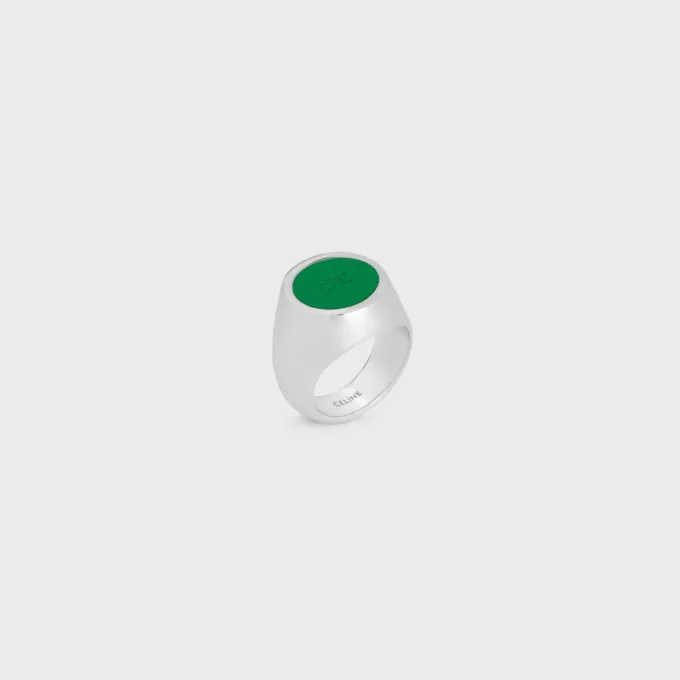 Triomphe-Siegelring aus Lack und Messing mit Rhodium-Finish Triomphe-Siegelring aus Lack und Messing mit Rhodium-Finish
