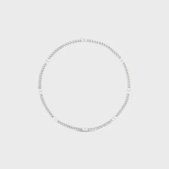 Triomphe Small Gourmette-Halskette aus Messing mit Rhodium-Finish