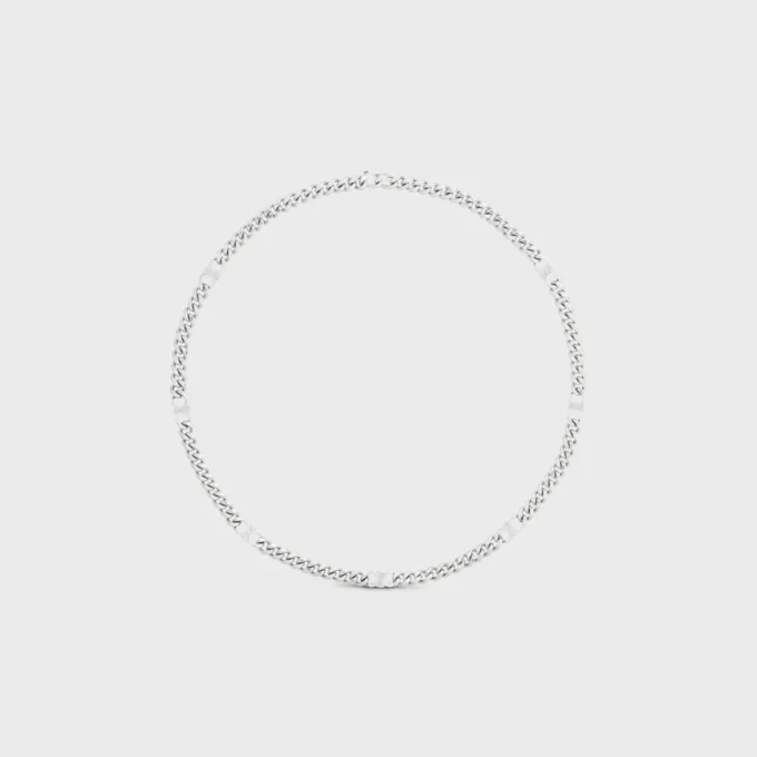 Triomphe Small Gourmette-Halskette aus Messing mit Rhodium-Finish Triomphe Small Gourmette-Halskette aus Messing mit Rhodium-Finish