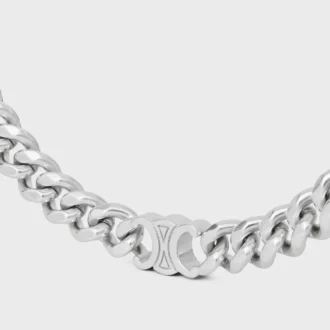 Triomphe Small Gourmette-Halskette aus Messing mit Rhodium-Finish