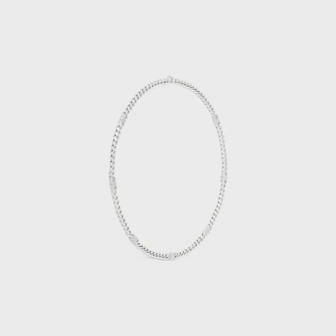 Triomphe Small Gourmette-Halskette aus Messing mit Rhodium-Finish Triomphe Small Gourmette-Halskette aus Messing mit Rhodium-Finish