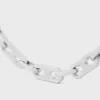 Triomphe Small Octagon Halskette aus Messing mit Rhodium-Finish