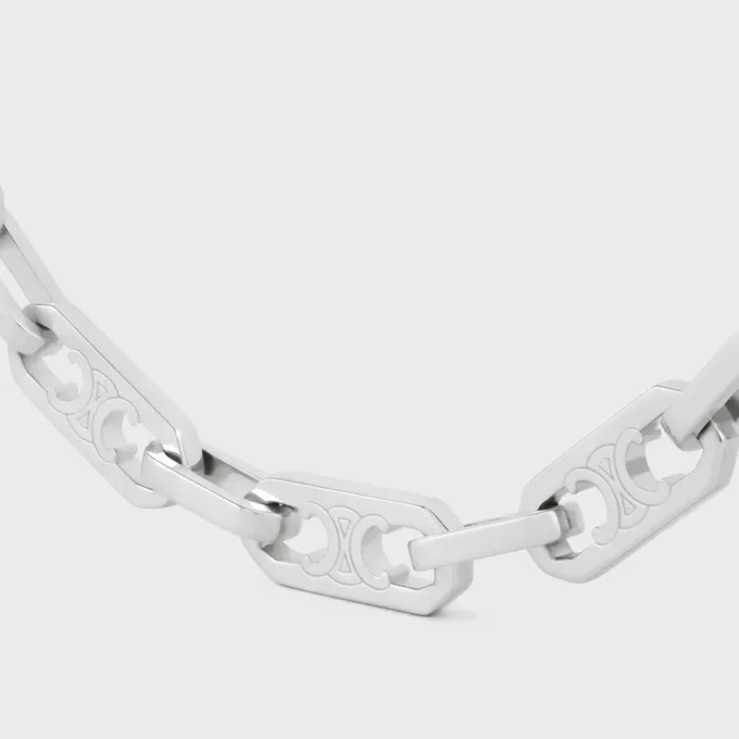 Triomphe Small Octagon Halskette aus Messing mit Rhodium-Finish
