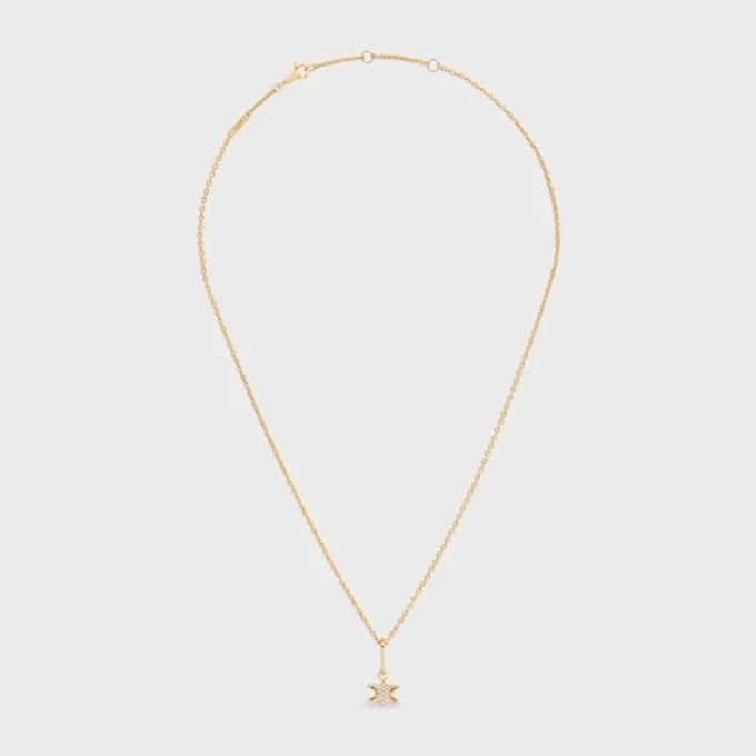 Triomphe Solitaire Sparkle Halskette aus Strass und Messing mit Goldfinish Triomphe Solitaire Sparkle Halskette aus Strass und Messing mit Goldfinish