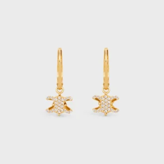 Triomphe Solitaire Sparkle Ohrringe aus Strass und Messing mit Goldfinish