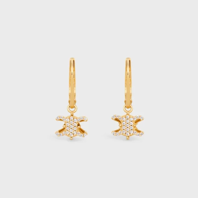 Triomphe Solitaire Sparkle Ohrringe aus Strass und Messing mit Goldfinish Triomphe Solitaire Sparkle Ohrringe aus Strass und Messing mit Goldfinish