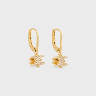 Triomphe Solitaire Sparkle Ohrringe aus Strass und Messing mit Goldfinish
