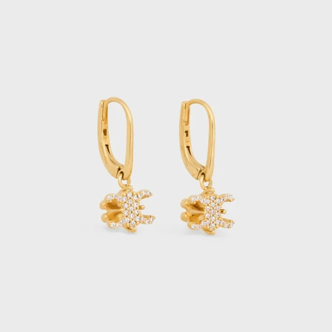 Triomphe Solitaire Sparkle Ohrringe aus Strass und Messing mit Goldfinish Triomphe Solitaire Sparkle Ohrringe aus Strass und Messing mit Goldfinish