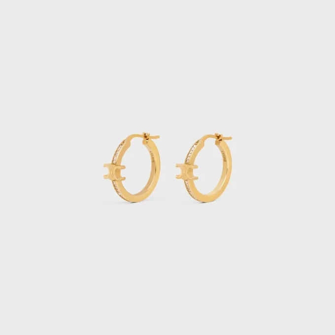 Triomphe Sparkle Hoops aus Strass und Messing mit Goldfinish Triomphe Sparkle Hoops aus Strass und Messing mit Goldfinish
