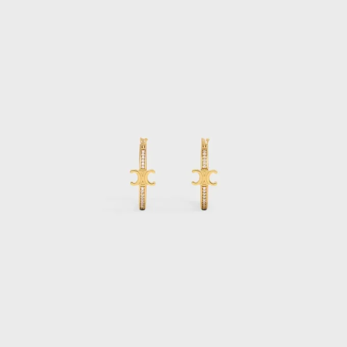 Triomphe Sparkle Hoops aus Strass und Messing mit Goldfinish Triomphe Sparkle Hoops aus Strass und Messing mit Goldfinish