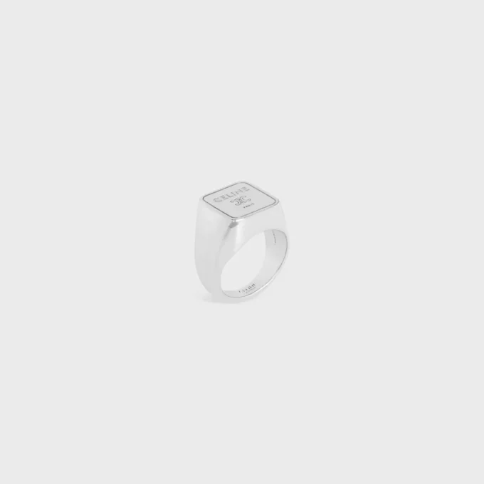 Triomphe Square Siegelring aus Messing mit Rhodium-Finish Triomphe Square Siegelring aus Messing mit Rhodium-Finish