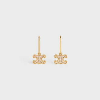 Triomphe-Strass-Ohrringe aus Messing mit Goldfinish und Kristallen Triomphe-Strass-Ohrringe aus Messing mit Goldfinish und Kristallen