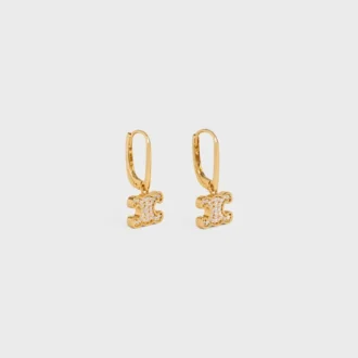 Triomphe-Strass-Ohrringe aus Messing mit Goldfinish und Kristallen Triomphe-Strass-Ohrringe aus Messing mit Goldfinish und Kristallen