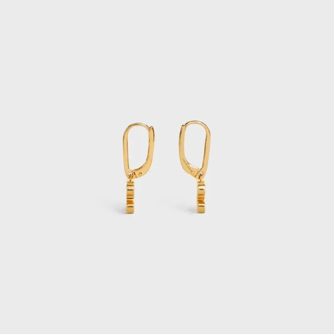 Triomphe-Strass-Ohrringe aus Messing mit Goldfinish und Kristallen