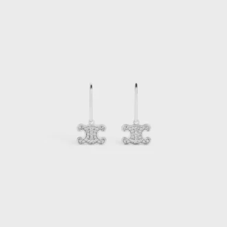 Triomphe-Strass-Ohrringe aus Messing mit Rhodium-Finish und Kristallen Triomphe-Strass-Ohrringe aus Messing mit Rhodium-Finish und Kristallen