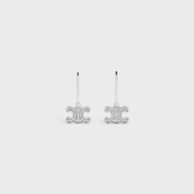 Triomphe-Strass-Ohrringe aus Messing mit Rhodium-Finish und Kristallen Triomphe-Strass-Ohrringe aus Messing mit Rhodium-Finish und Kristallen