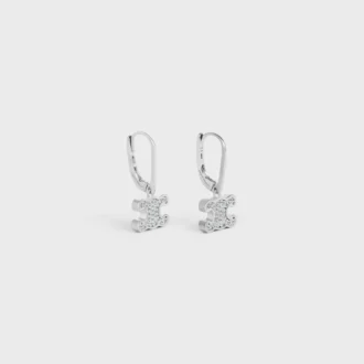 Triomphe-Strass-Ohrringe aus Messing mit Rhodium-Finish und Kristallen Triomphe-Strass-Ohrringe aus Messing mit Rhodium-Finish und Kristallen