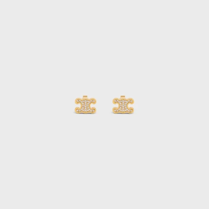 Triomphe-Strass-Ohrstecker aus Strass und Messing mit Goldfinish