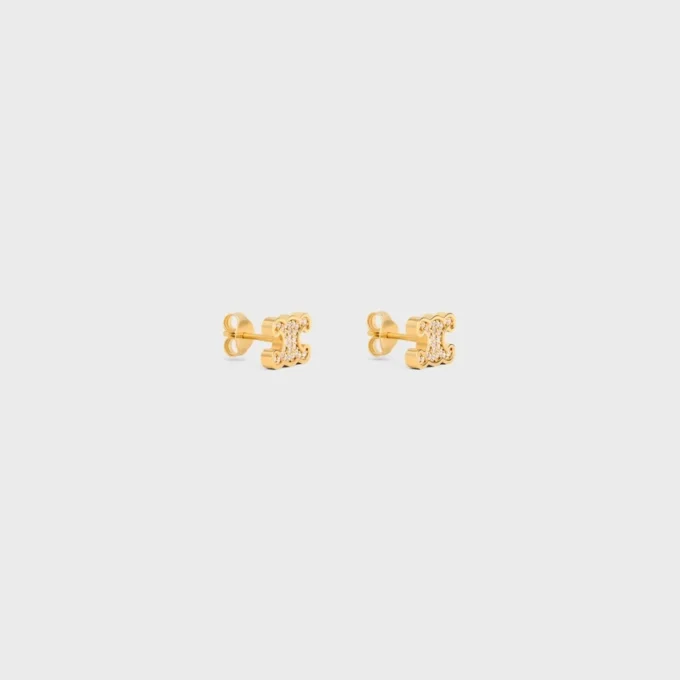 Triomphe-Strass-Ohrstecker aus Strass und Messing mit Goldfinish