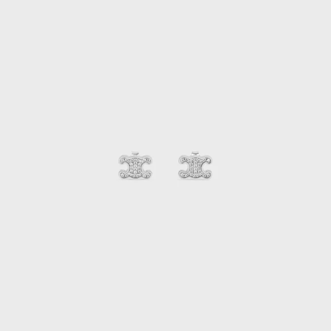Triomphe Strass-Ohrstecker aus Strass und Messing mit Rhodium-Finish Triomphe Strass-Ohrstecker aus Strass und Messing mit Rhodium-Finish