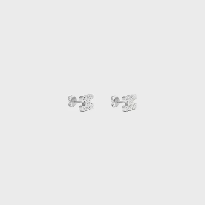 Triomphe Strass-Ohrstecker aus Strass und Messing mit Rhodium-Finish Triomphe Strass-Ohrstecker aus Strass und Messing mit Rhodium-Finish