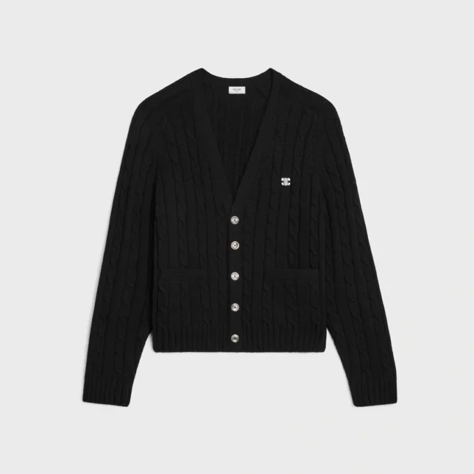 Triomphe-Strickjacke aus Kaschmir mit Zopfmuster