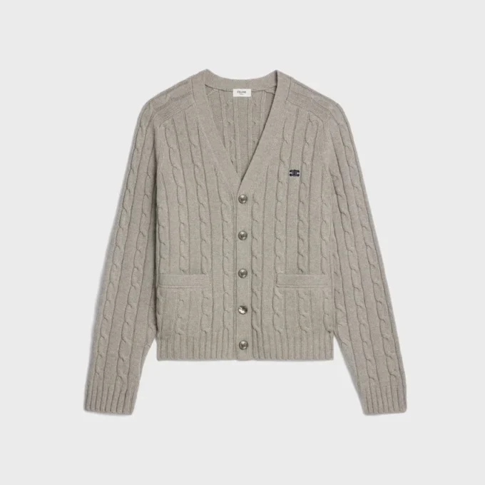 Triomphe-Strickjacke aus Kaschmir mit Zopfmuster