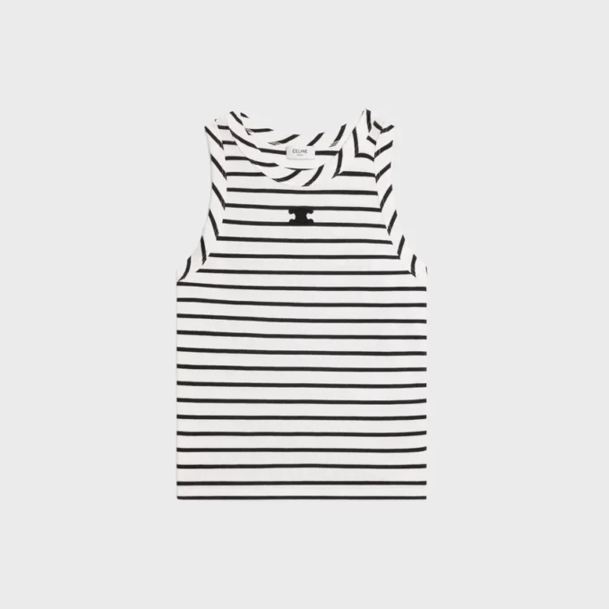 Triomphe Tanktop aus gestreiftem Seidenjersey