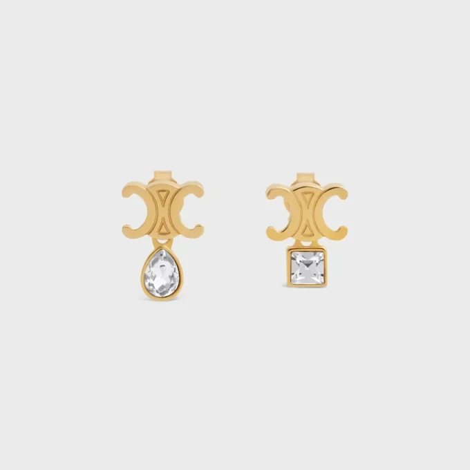 Triomphe Twinkle Ohrringe aus Strass und Messing mit Goldfinish