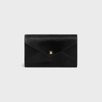 Umschlagbrieftasche mit Kette aus Eidechsenleder Umschlagbrieftasche mit Kette aus Eidechsenleder