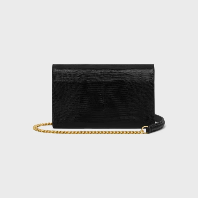 Umschlagbrieftasche mit Kette aus Eidechsenleder