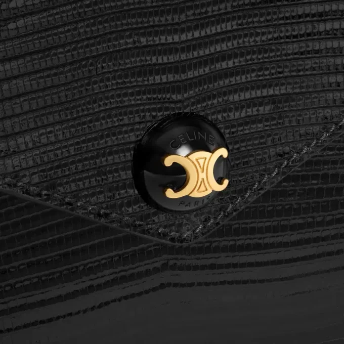 Umschlagbrieftasche mit Kette aus Eidechsenleder