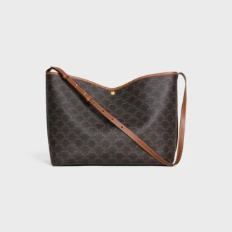 Weiche Shopper-Tasche aus Triomphe Canvas und Kalbsleder