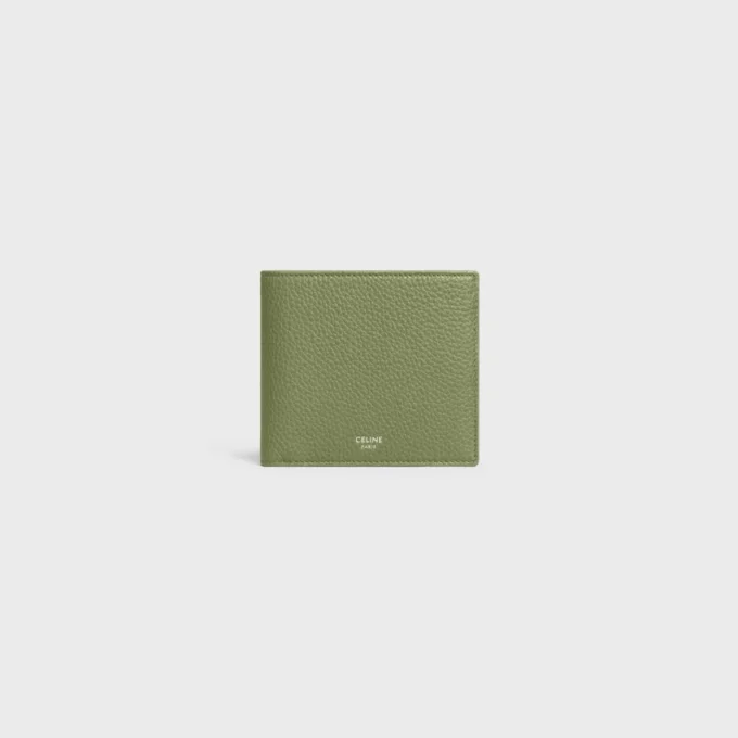Zweifach gefaltete Geldbörse aus genarbtem Kalbsleder Zweifach gefaltete Geldbörse aus genarbtem Kalbsleder